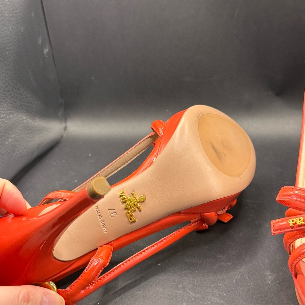Prada Coral patent leather slingback heels - Picture 10 of 14
